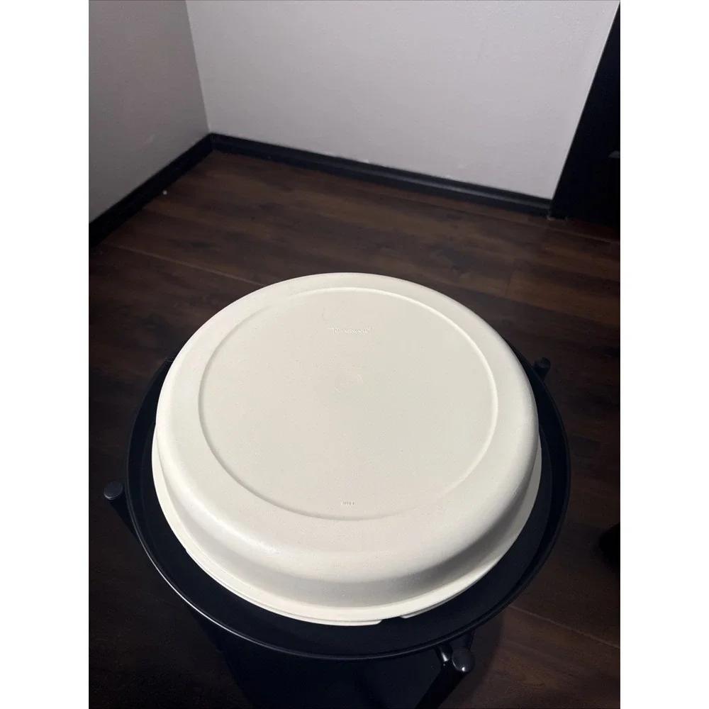 Vintage Tupperware 1665‎ Serving Tray Cream Veggie Dip Party Platter W/ Lid 1666